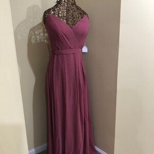 Mauve Straps Bridesmaids Evening Women’s Maxi Dress Gown Retail $225
